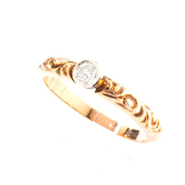 platynowo-złoty pierścionek z brylantem