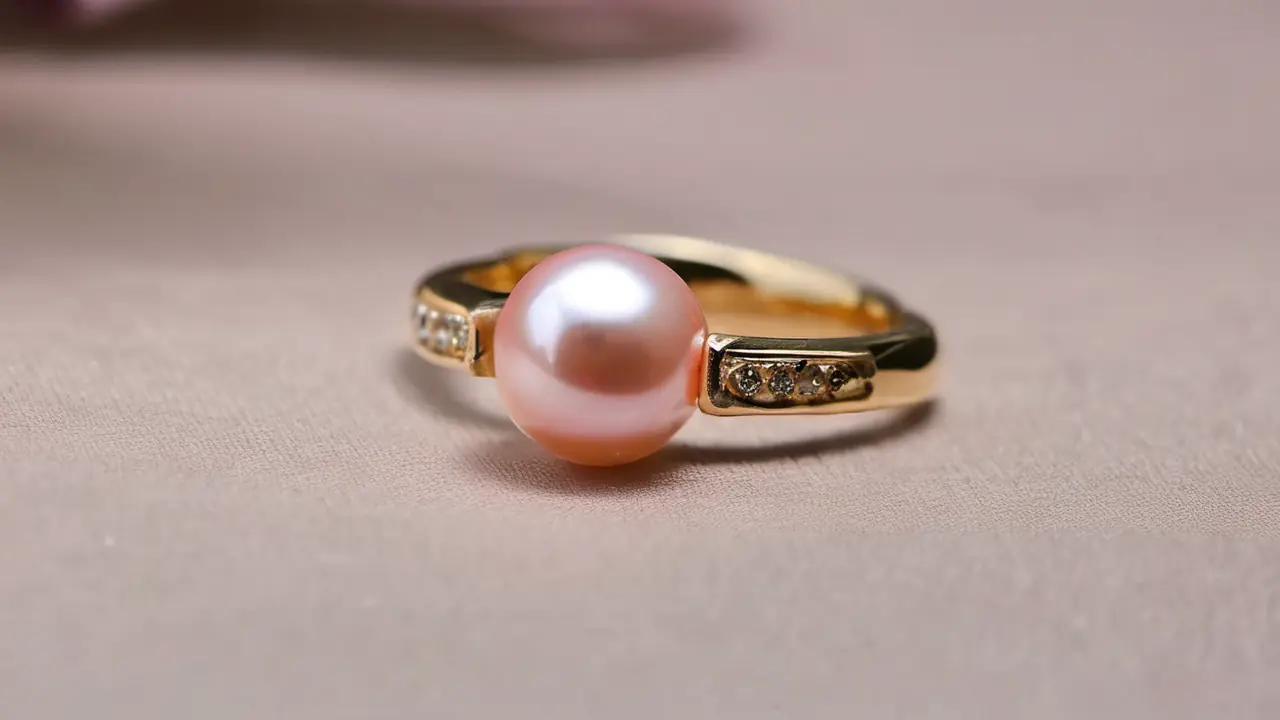 Pierścionek z różową perłą